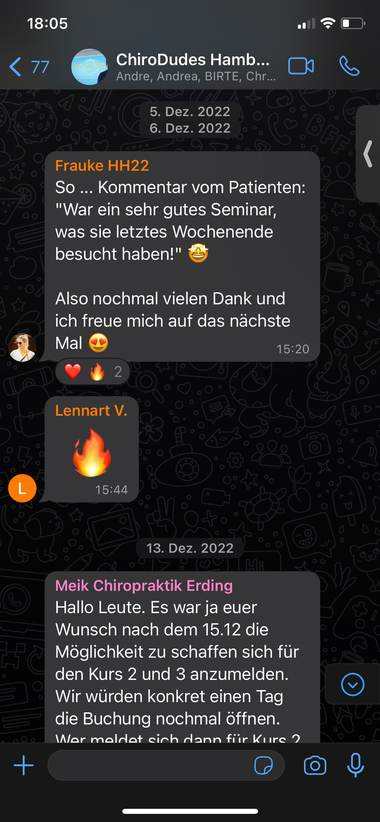 WhatsApp-Feedback von Teilnehmern