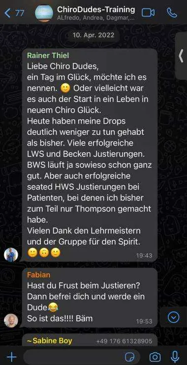 WhatsApp-Feedback von Teilnehmern